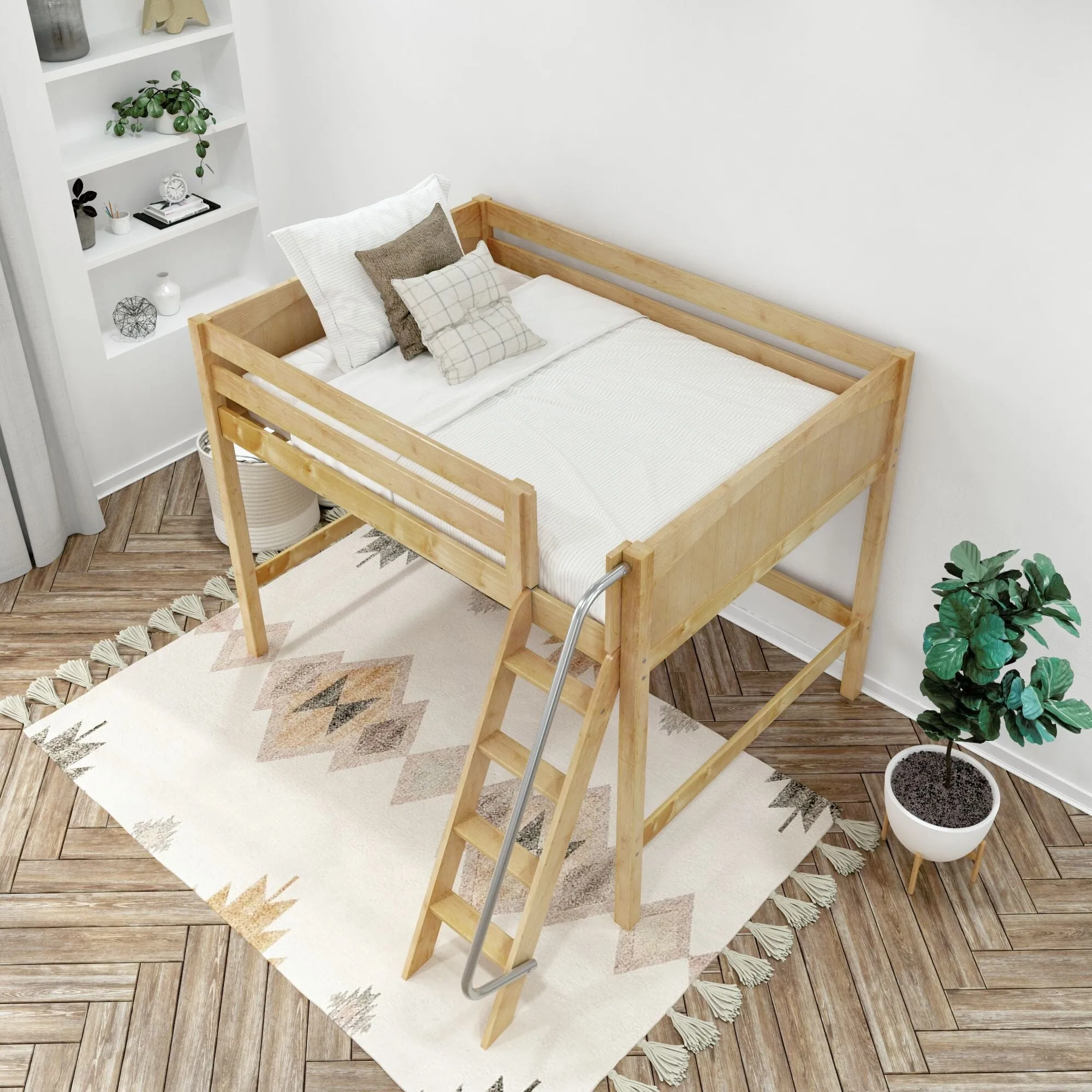 Full XL Mid Loft Bed with Ladder