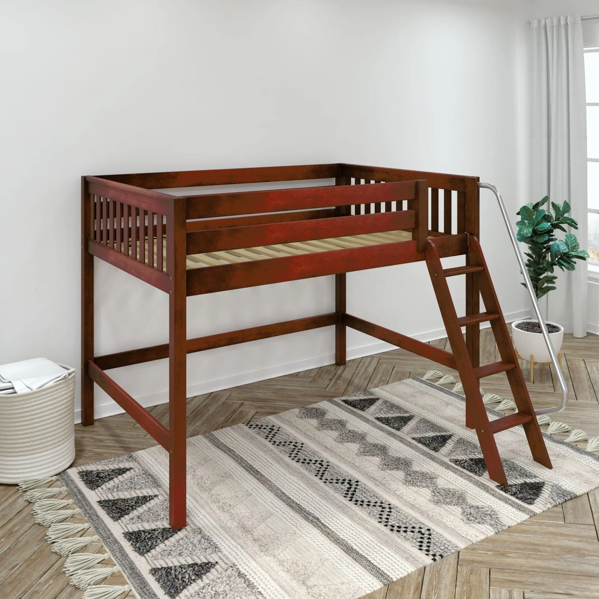 Full XL Mid Loft Bed with Ladder