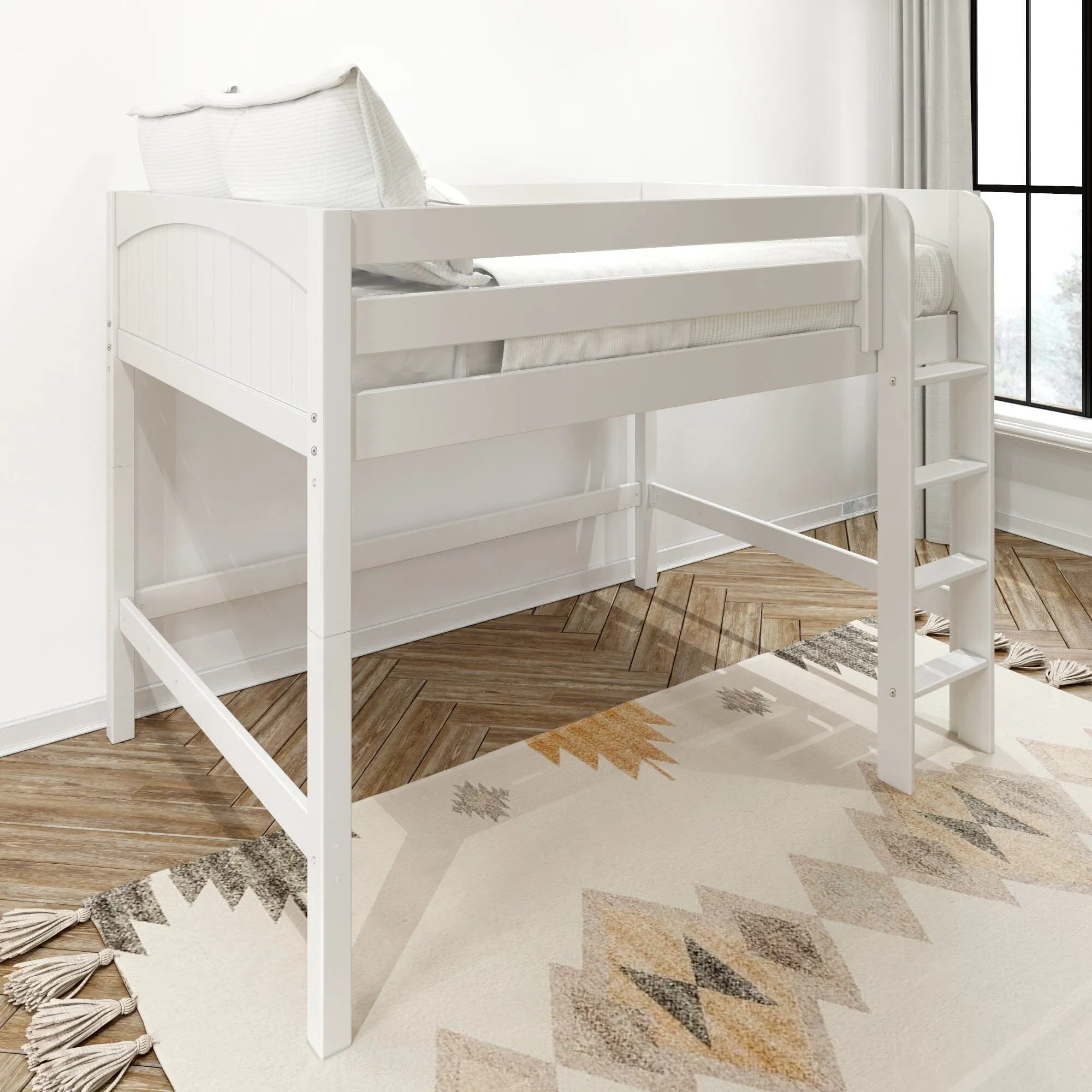 Full XL Mid Loft Bed with Ladder