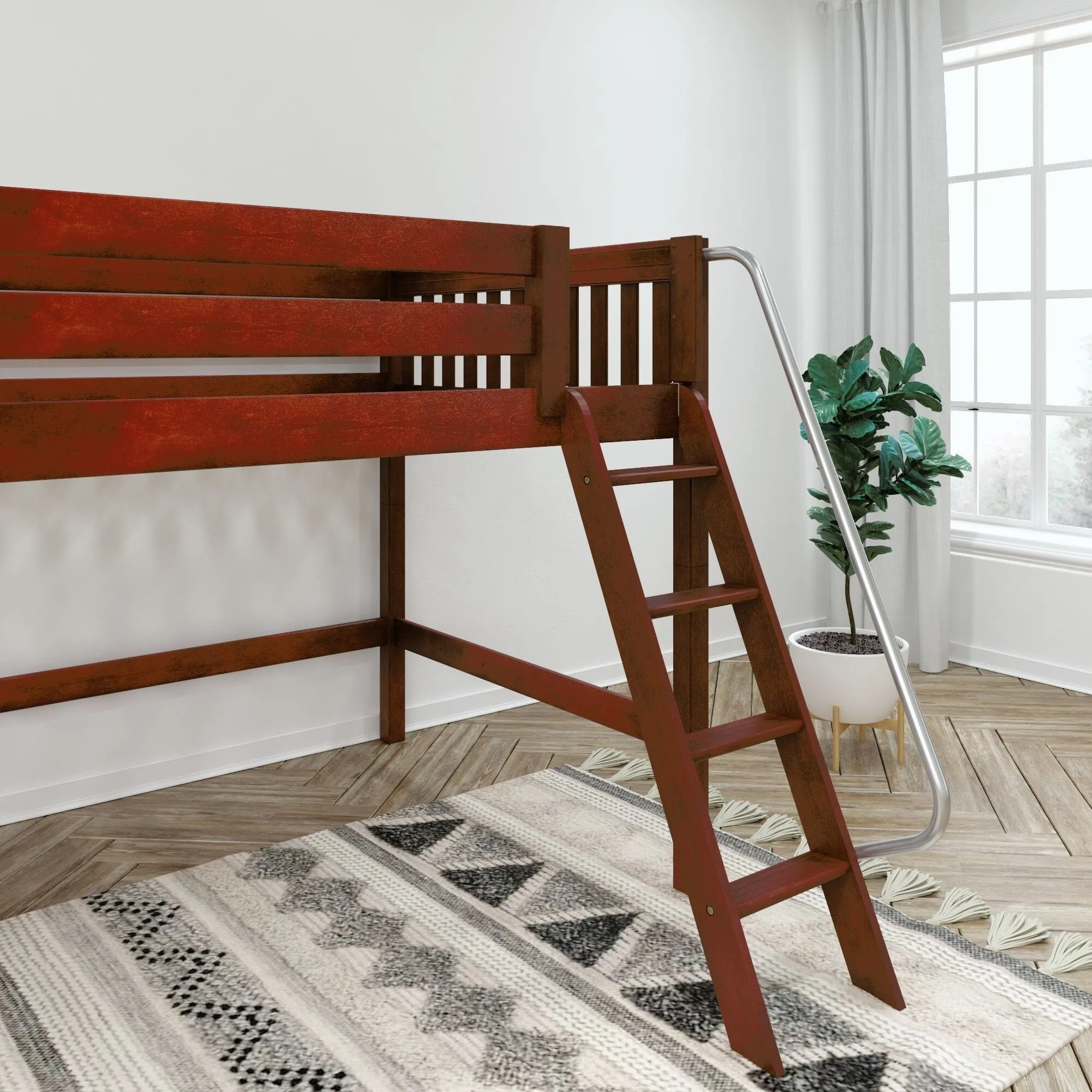 Full XL Mid Loft Bed with Ladder