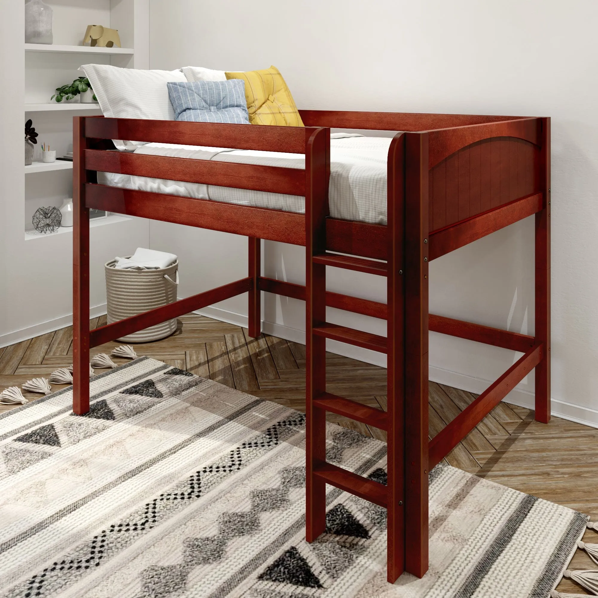 Full XL Mid Loft Bed with Ladder