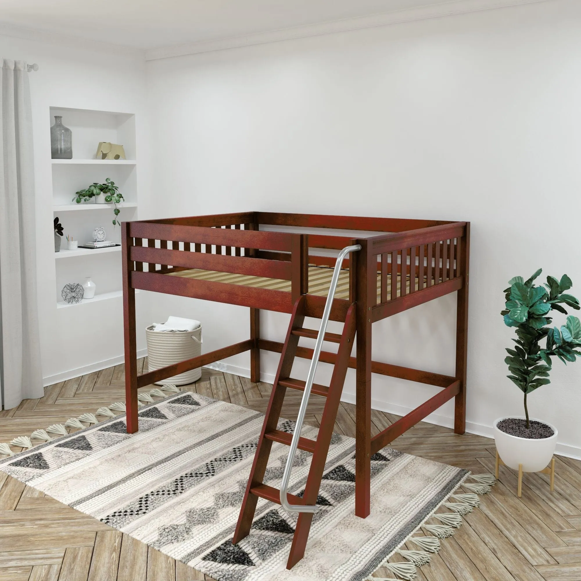 Full XL Mid Loft Bed with Ladder