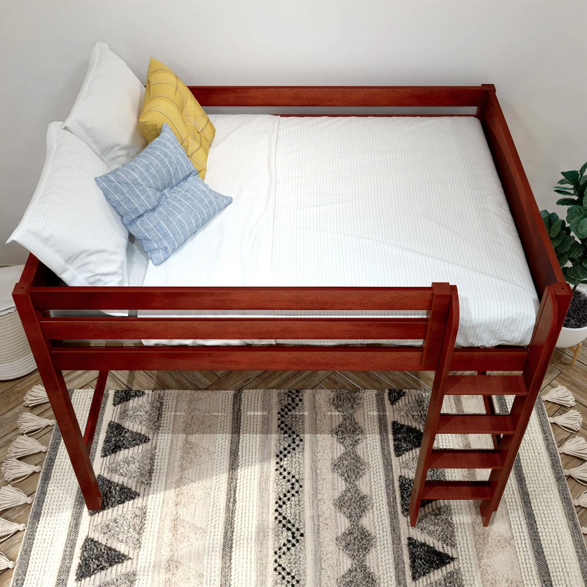 Full XL Mid Loft Bed with Ladder