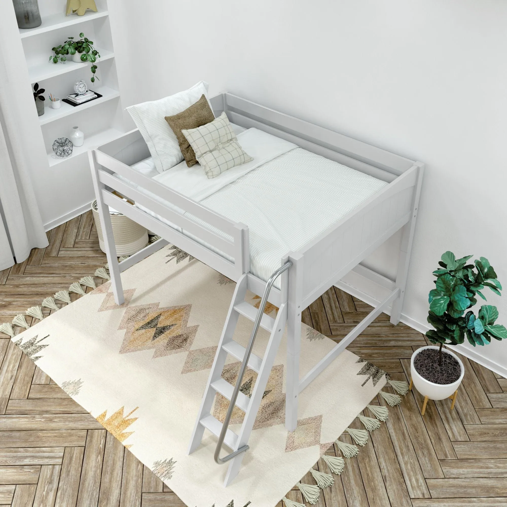 Full XL Mid Loft Bed with Ladder