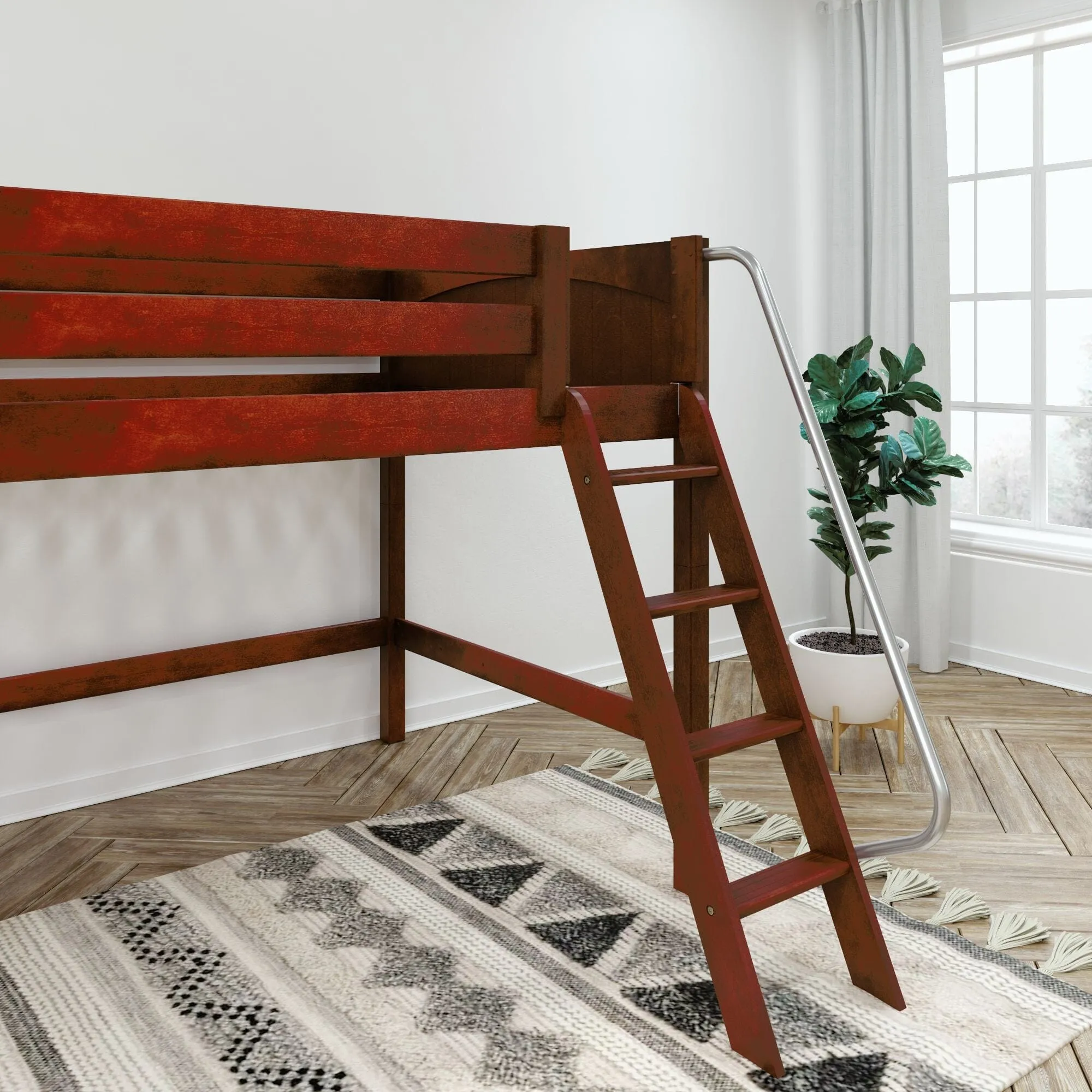 Full XL Mid Loft Bed with Ladder