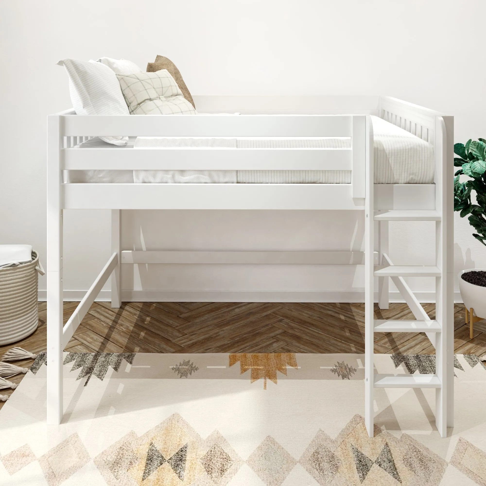 Full XL Mid Loft Bed with Ladder
