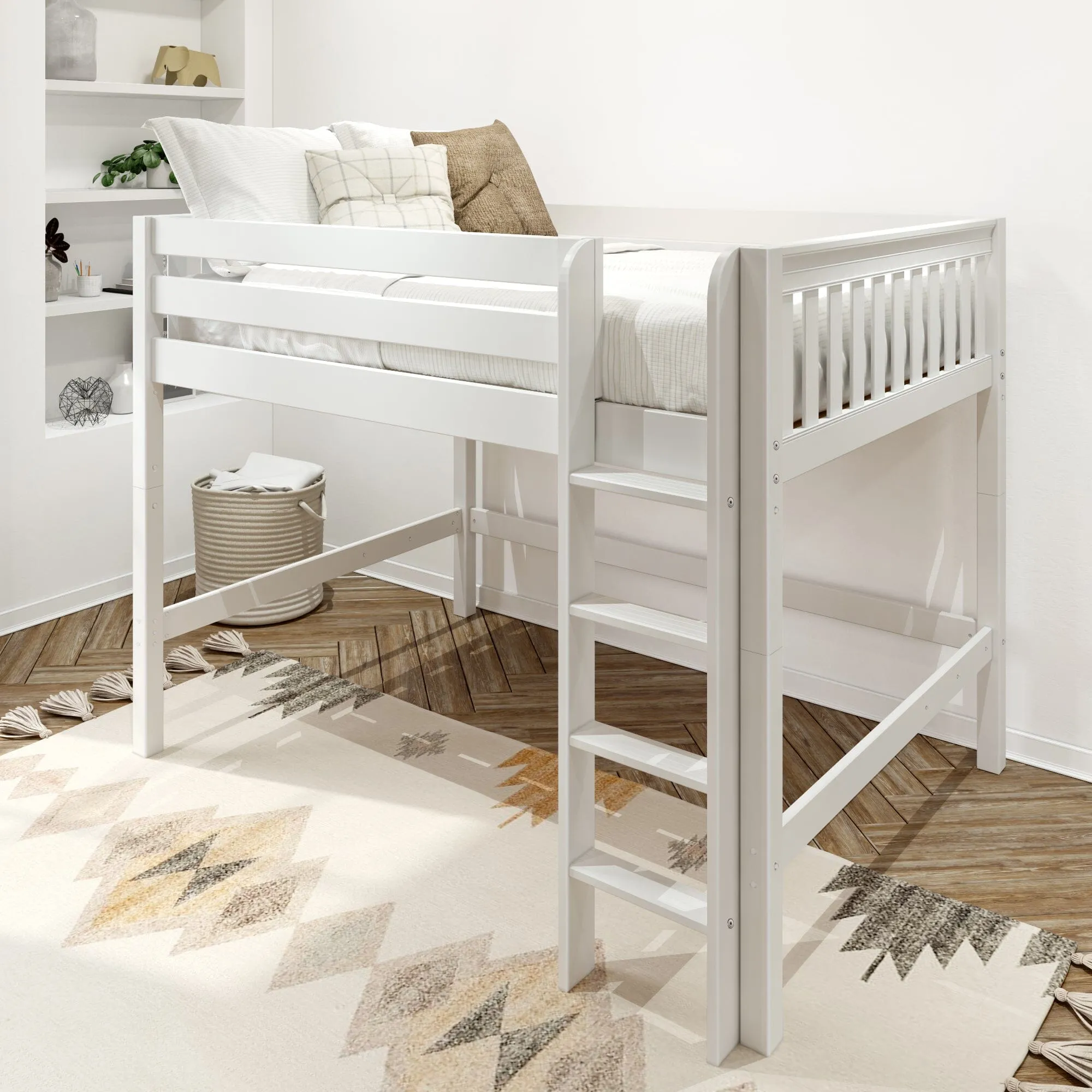 Full XL Mid Loft Bed with Ladder