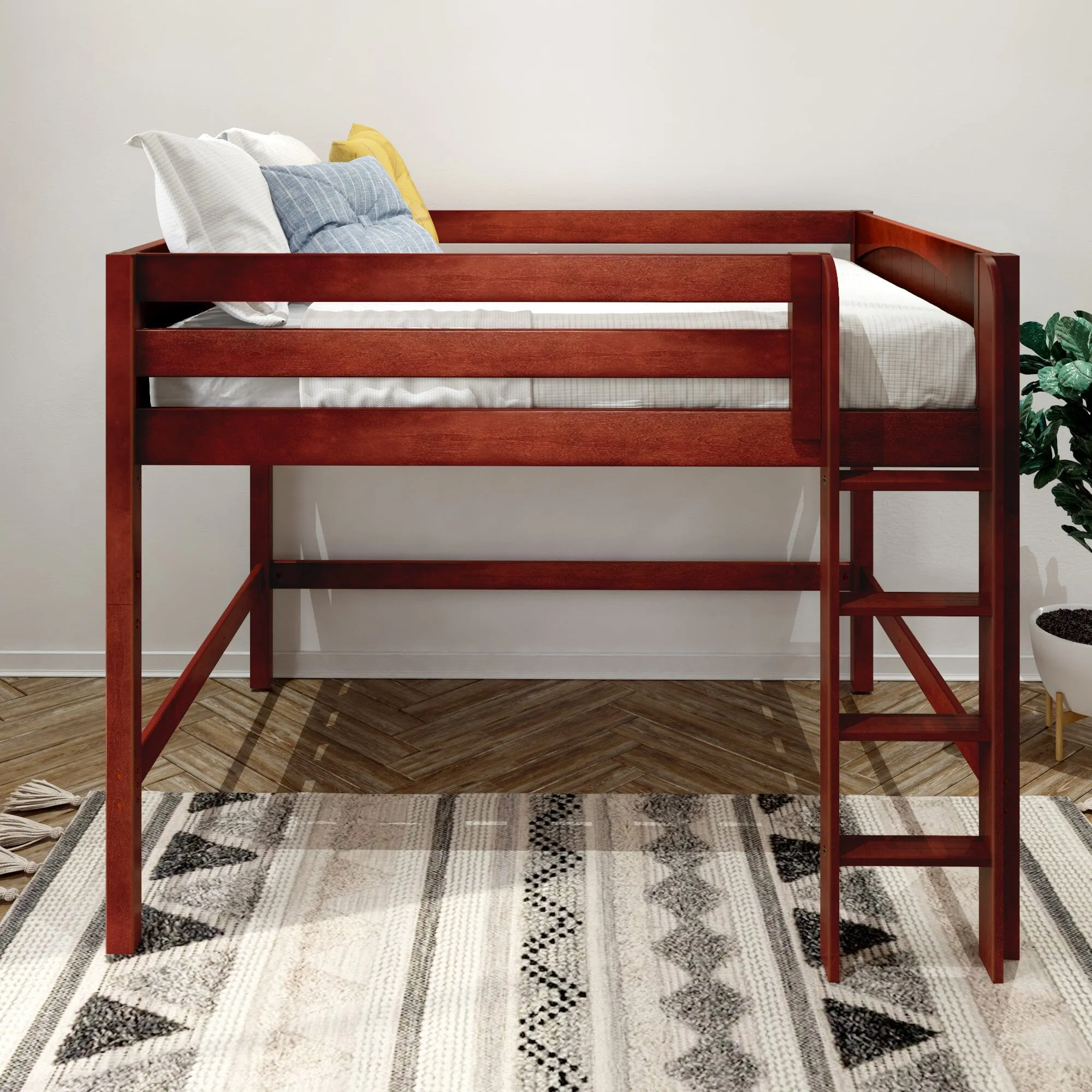 Full XL Mid Loft Bed with Ladder