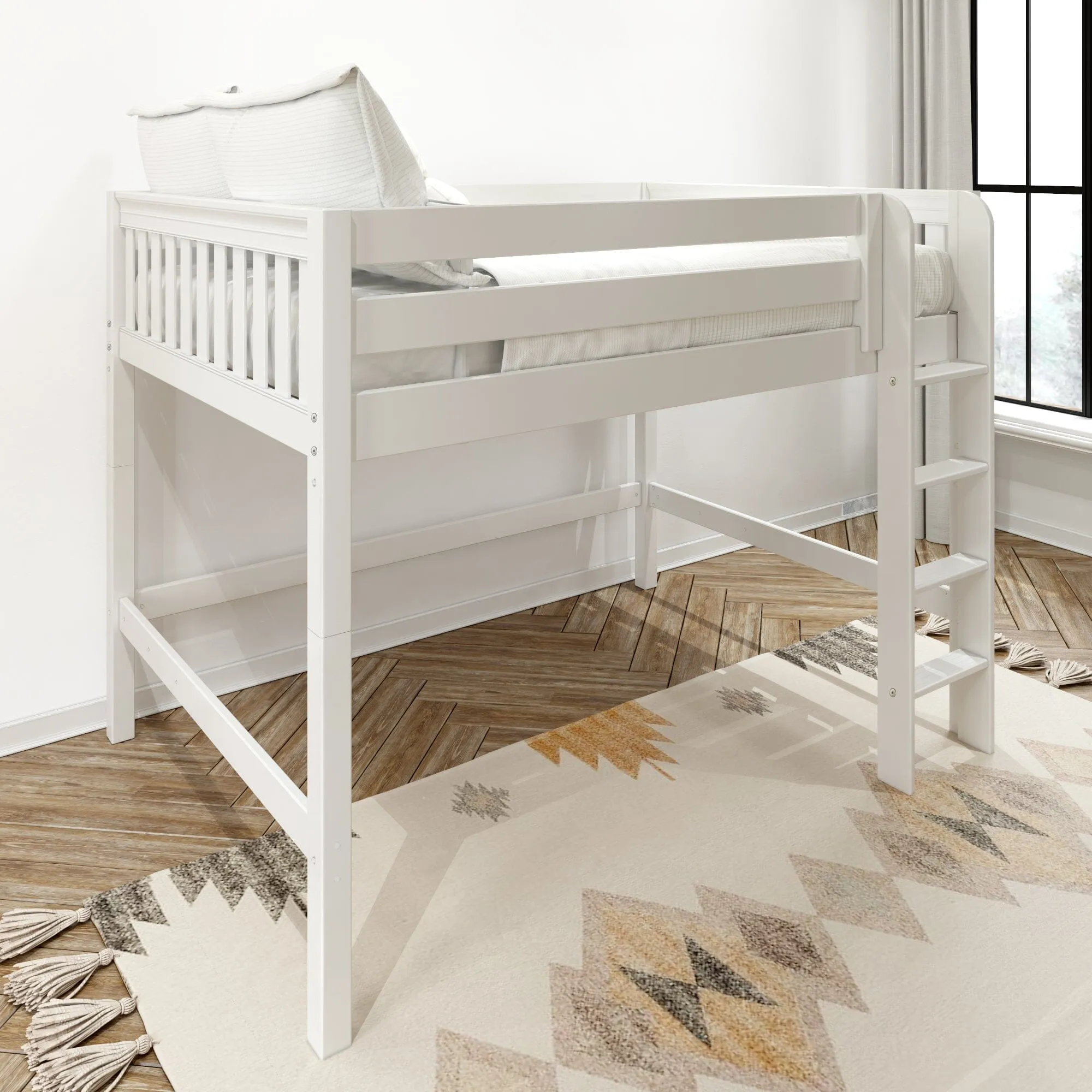 Full XL Mid Loft Bed with Ladder