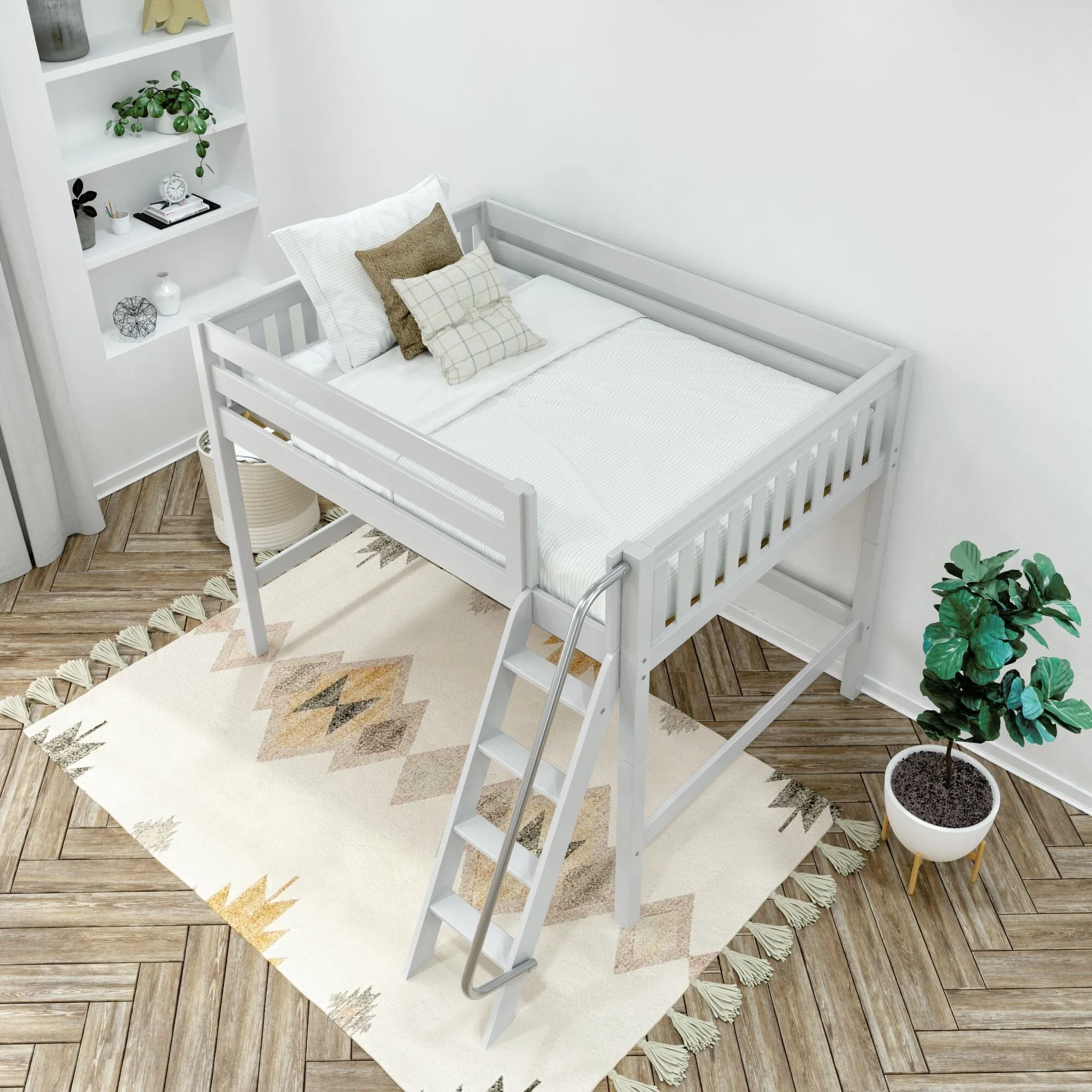 Full XL Mid Loft Bed with Ladder
