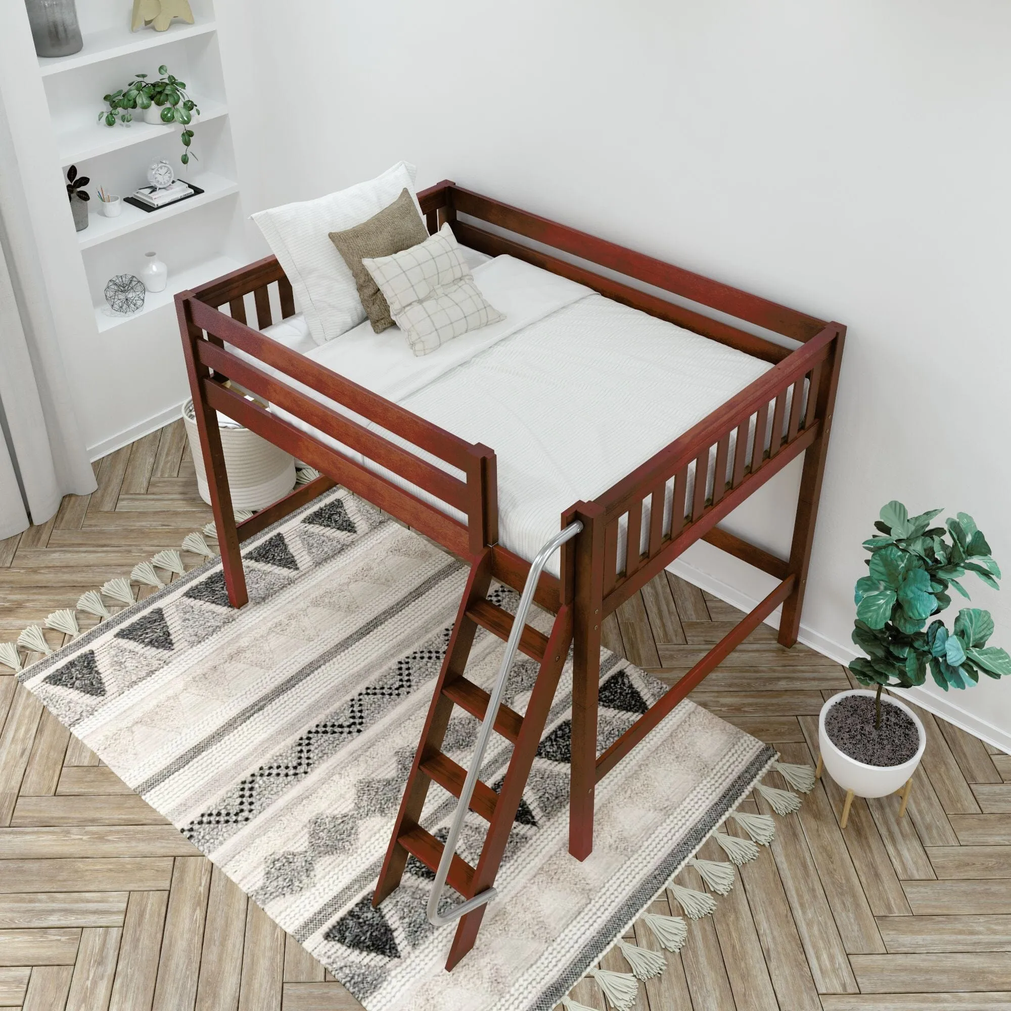 Full XL Mid Loft Bed with Ladder