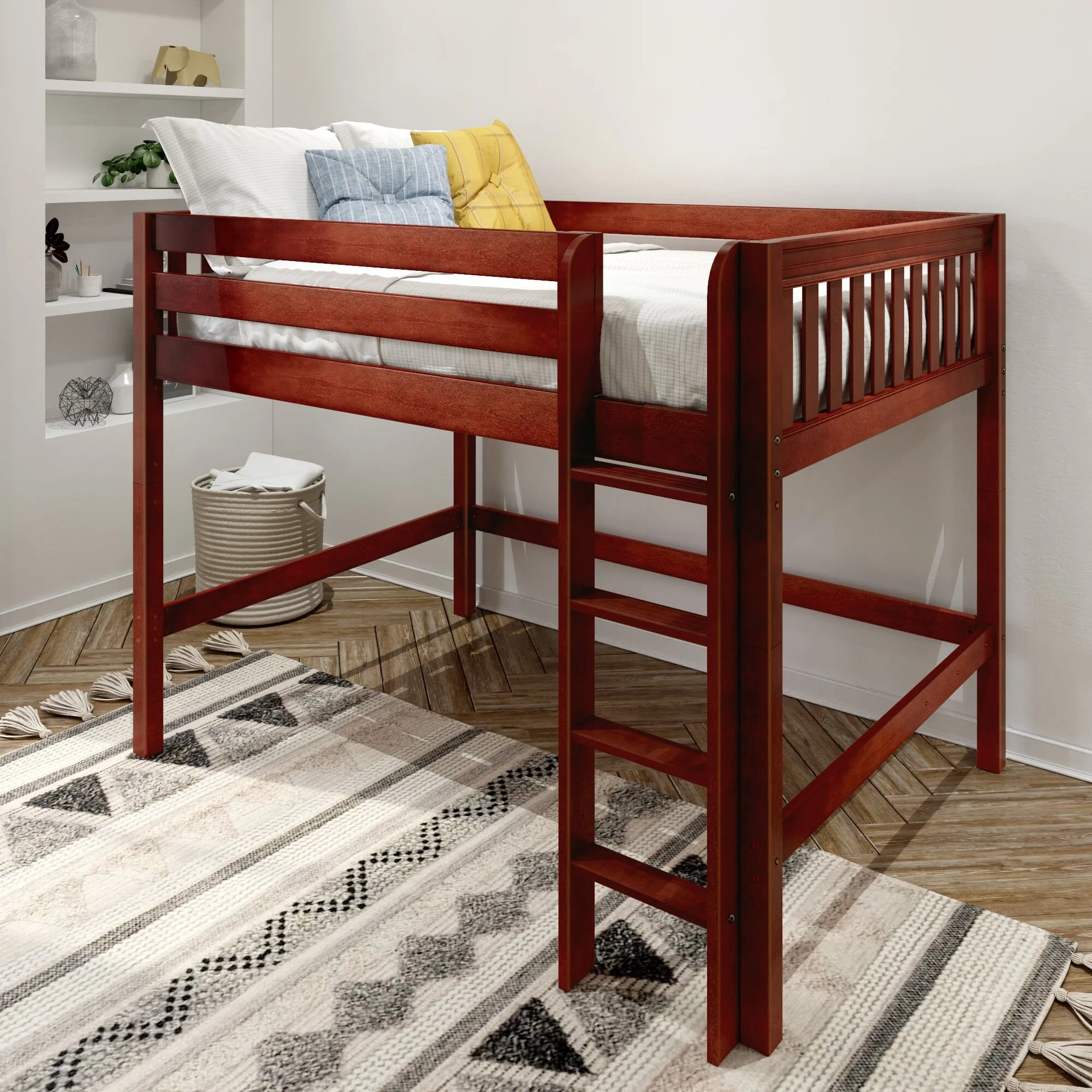 Full XL Mid Loft Bed with Ladder