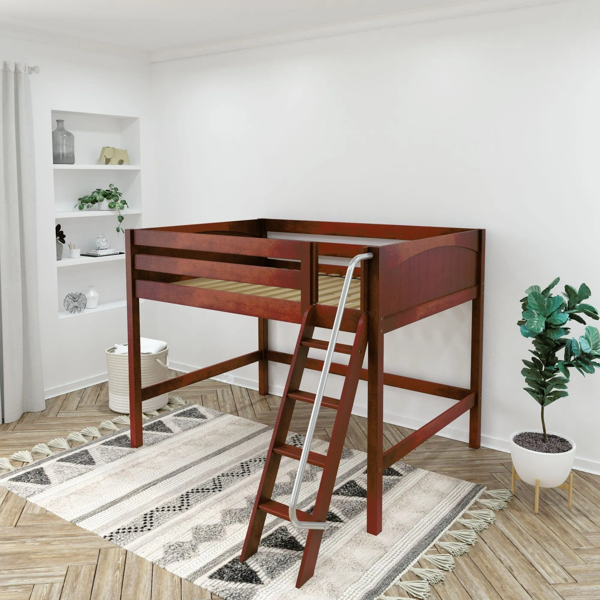 Full XL Mid Loft Bed with Ladder