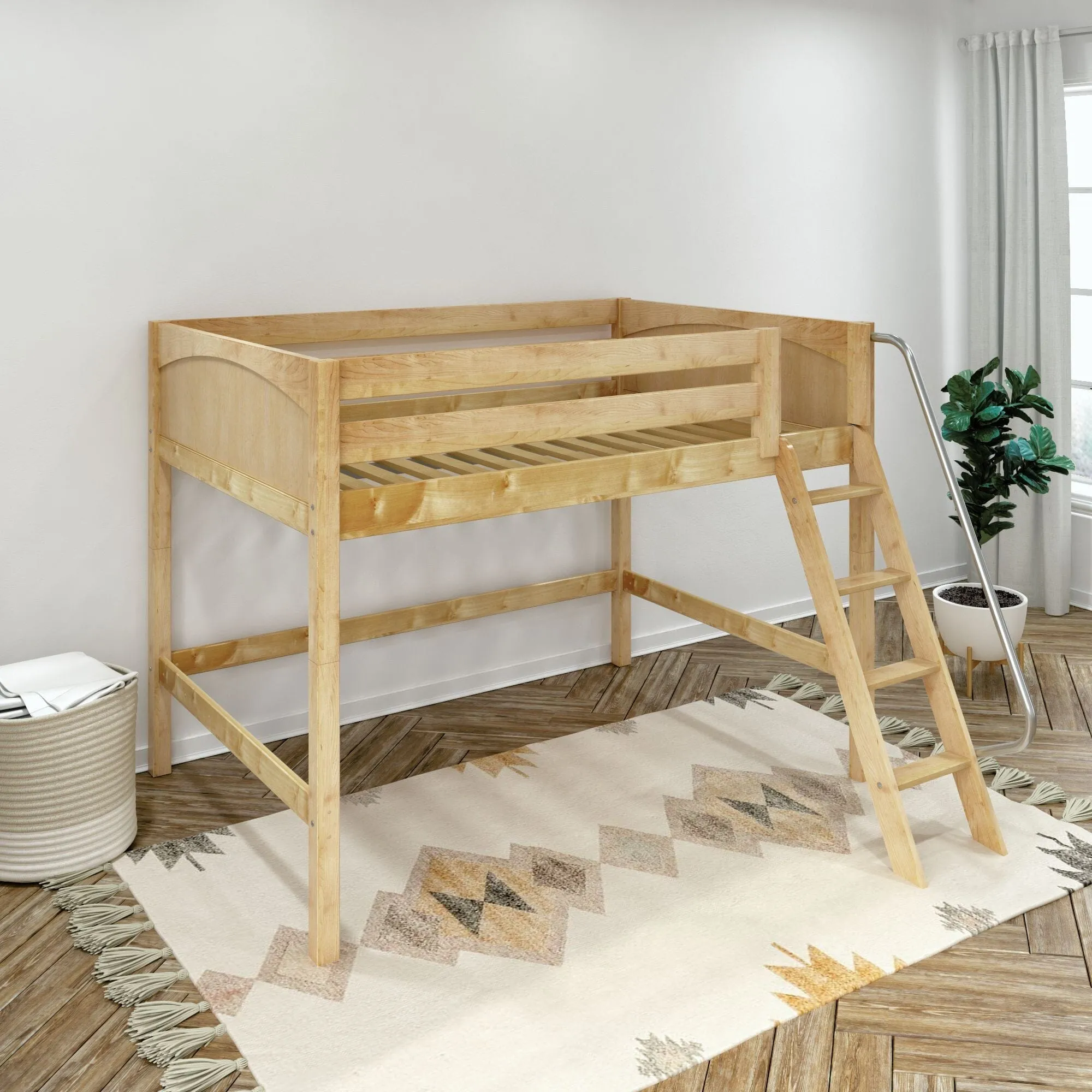 Full XL Mid Loft Bed with Ladder
