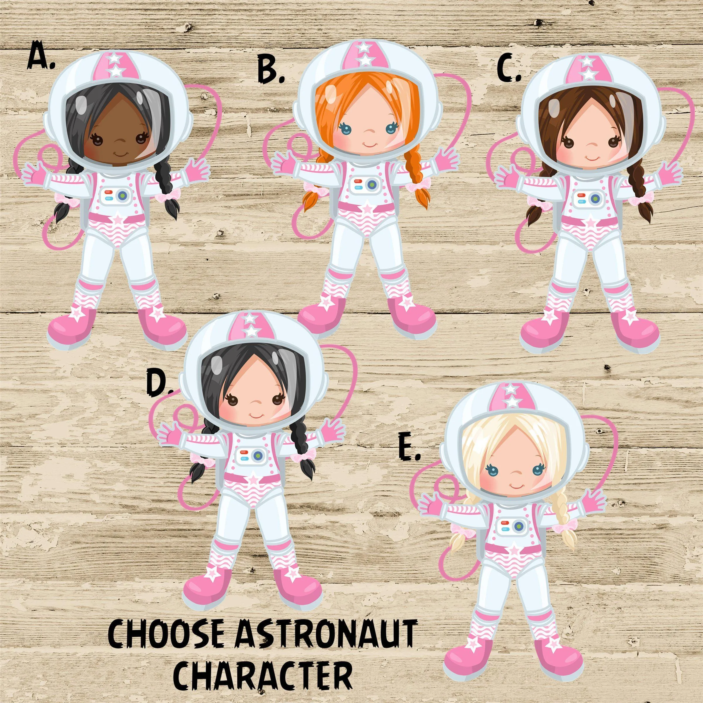 Girls Space Birthday Party Stickers