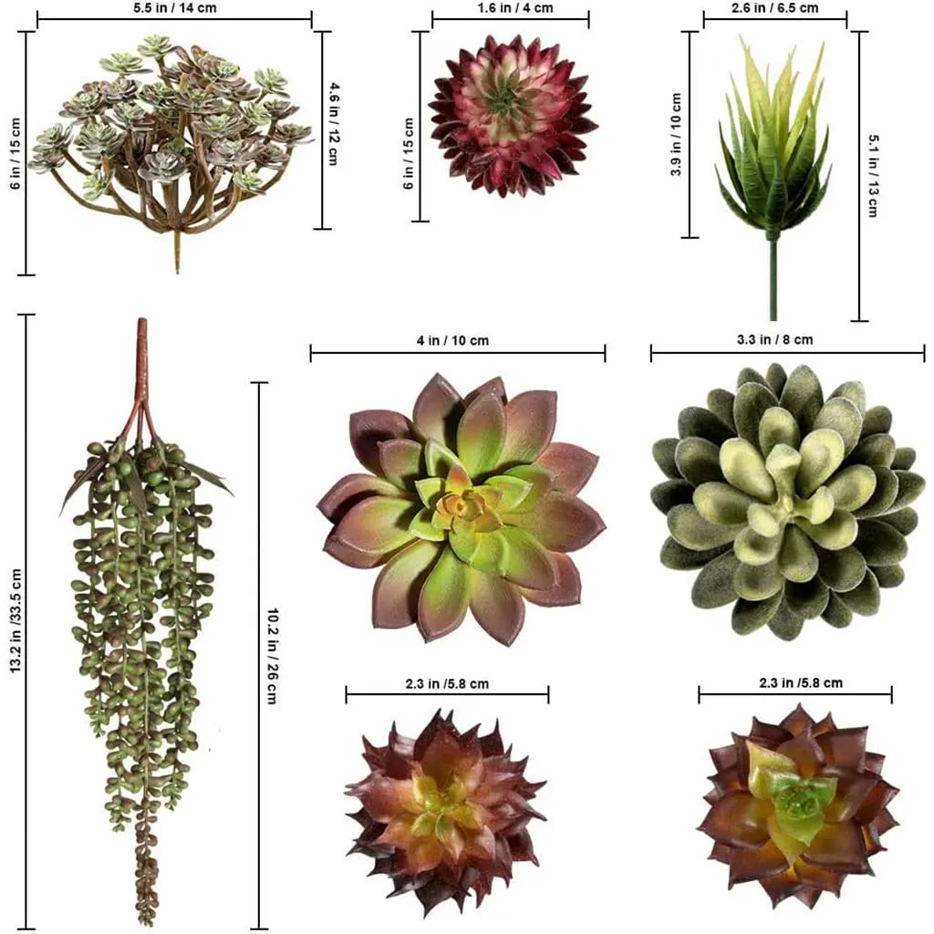 HASTHIP Plastic 16Pcs Artificial Succulent Plants, Faux Aloe Cactus Plant, Fake Textured Succulent For Indoor Outdoor Floral Arrangement Home Decor And Diy Landscape Decorations, Artificial Plant