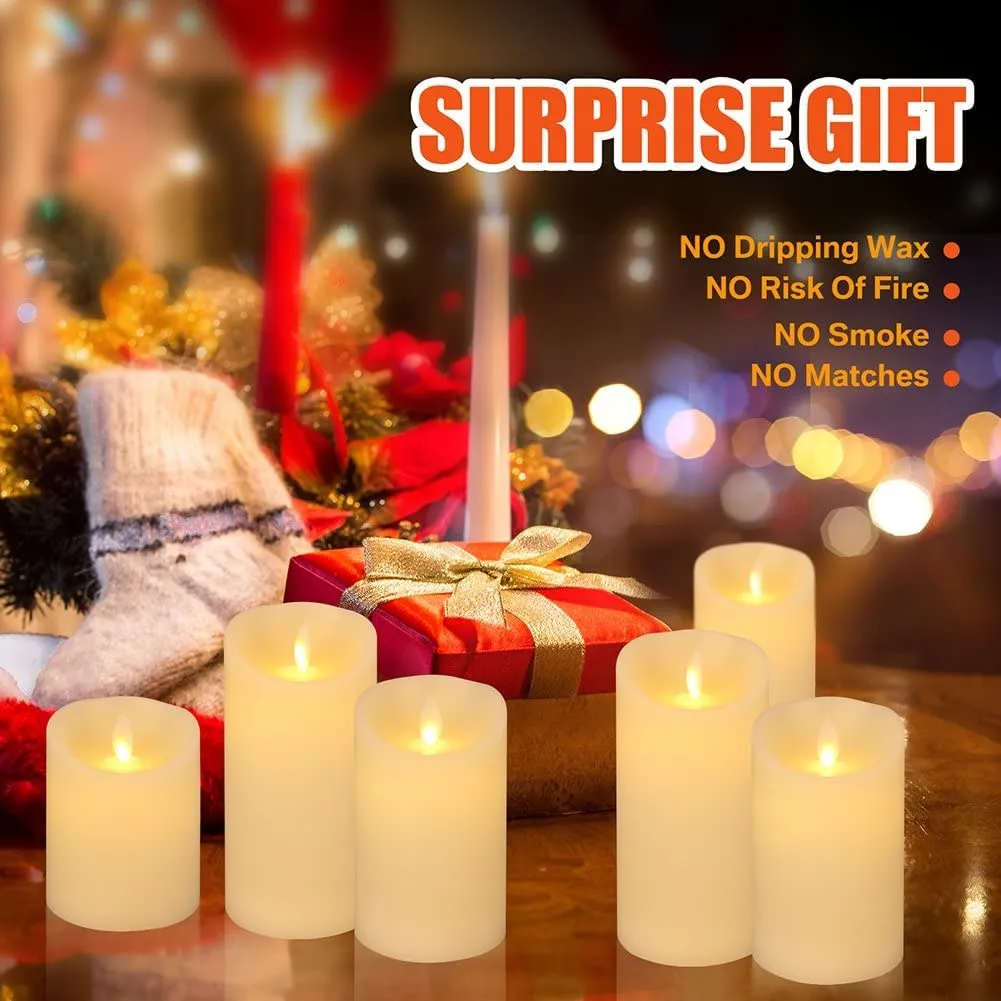 HEBEZON Battery Powered Flameless Acrylic LED Pillar Candle with Melted Effect Moving Wick Xmas Party Bar Décor (Multicolor, 8cm, 11cm, 14cm) -Pack of 3Pcs.