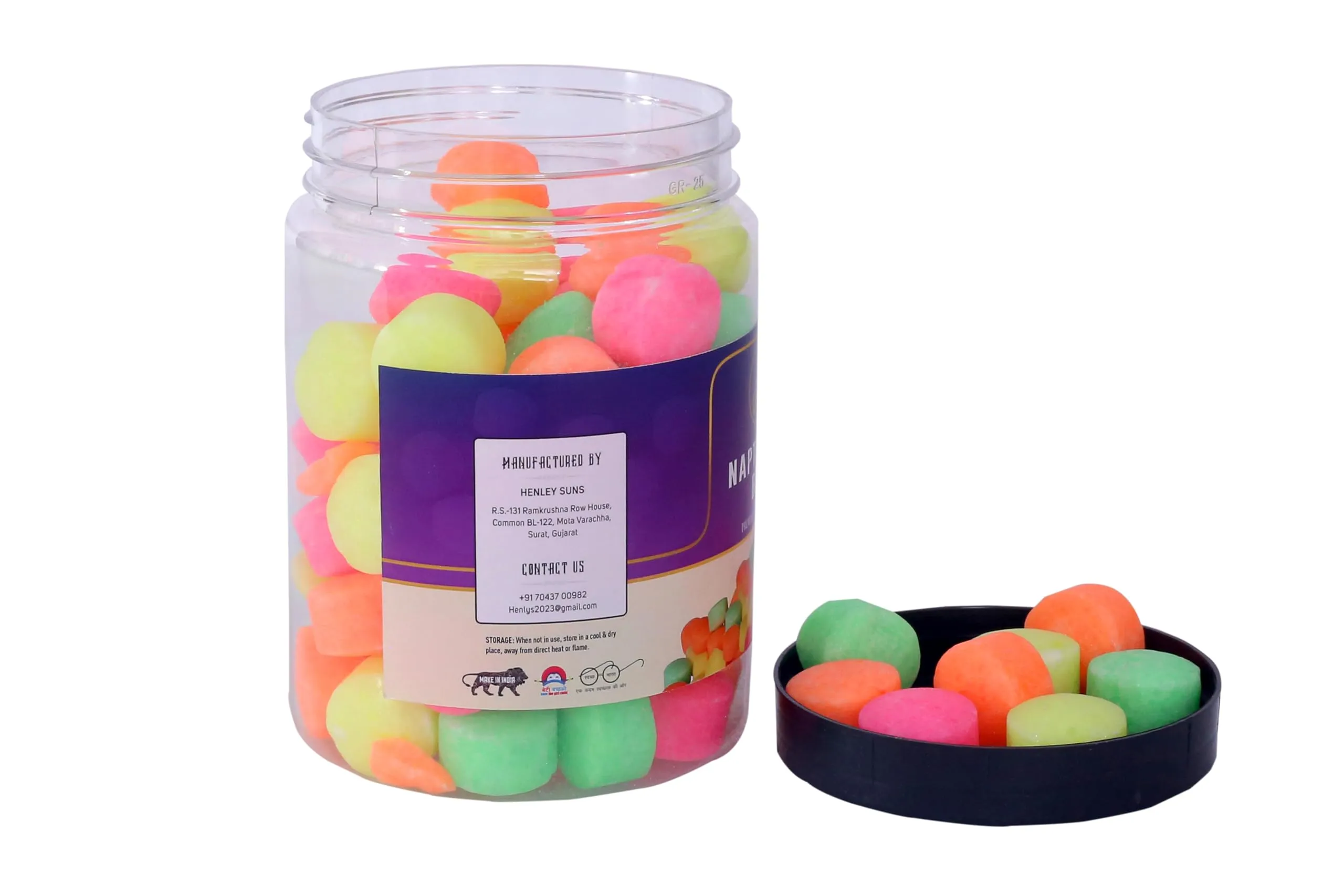 Henlys Colourful Naphthalene Balls for Clothes | Bathroom | Wardrobe | Pantry | Moth, Protect Clothes 100% Safe | Smell Free | Stain-Free/Germs Free (0.25)