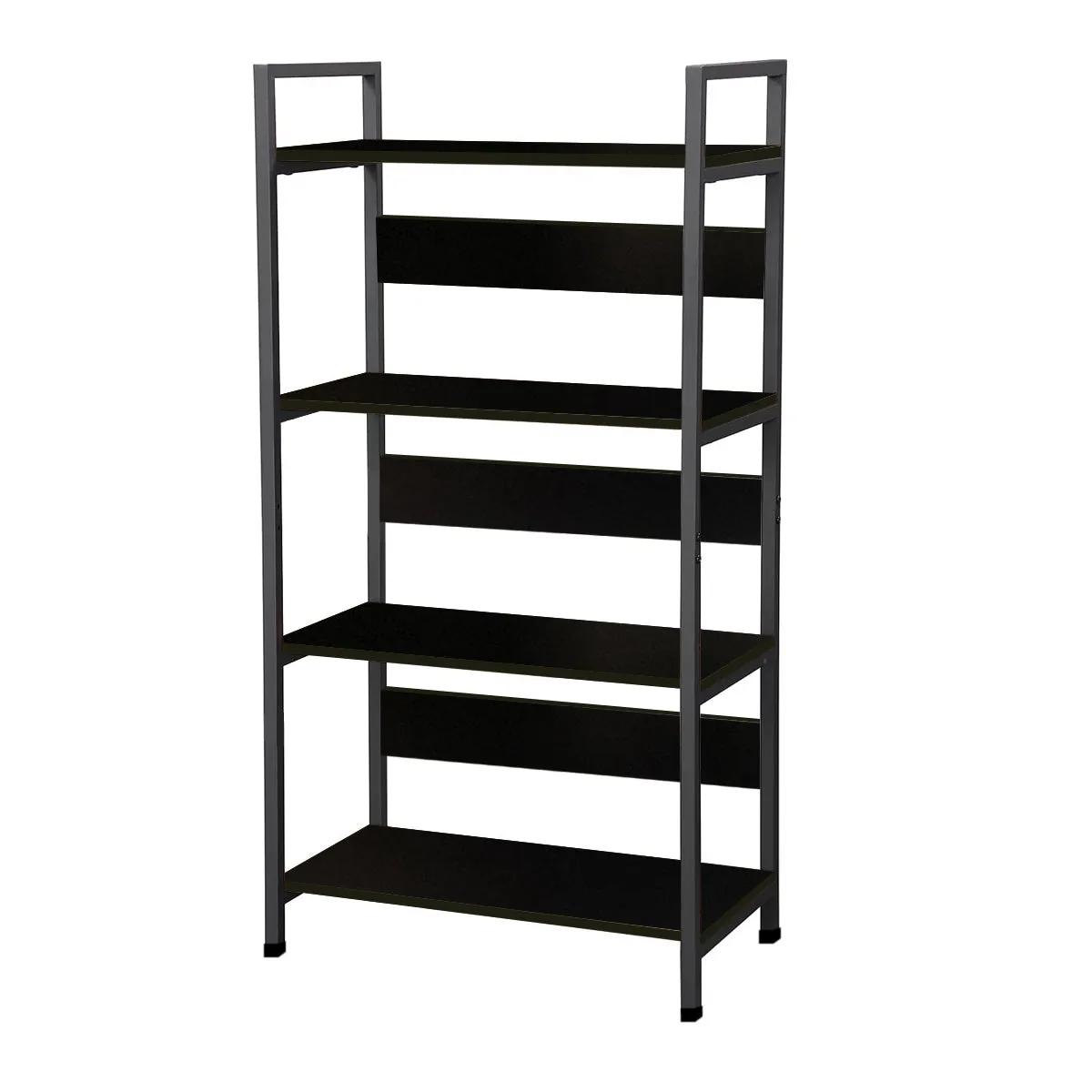 Kawachi 4 Tier Bookshelf Wooden Open Shelf Bookcase Standing Unit Shelves with Display Rack for Living Room, Bedroom and Home Office Beige Brown