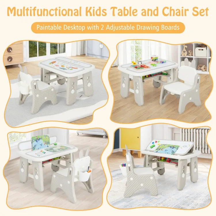 Kids Activity Table and Chair Set with Flip-Top