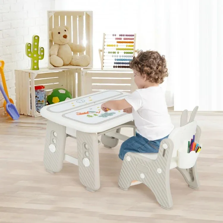 Kids Activity Table and Chair Set with Flip-Top