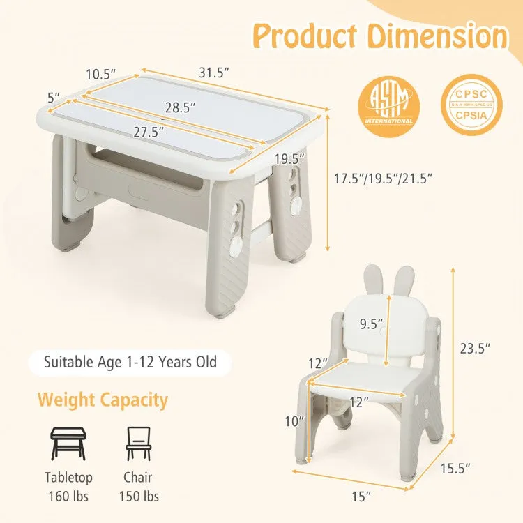 Kids Activity Table and Chair Set with Flip-Top