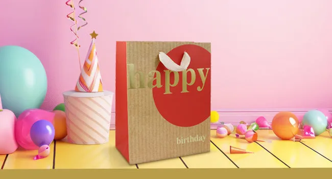Luxury Happy Birthday Gift Bags - Set Of 4 Assorted Colours (Sizes Available)