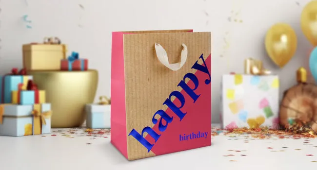 Luxury Happy Birthday Gift Bags - Set Of 4 Assorted Colours (Sizes Available)