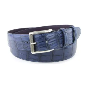 Navy Mock Croc Tail Etched Roller Belt