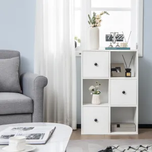 NNECW 3-Tier Bookshelf with 3 Cubes &amp 3 Drawers for Office-White