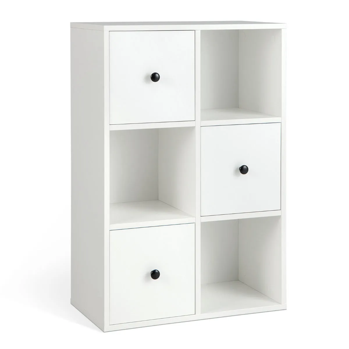 NNECW 3-Tier Bookshelf with 3 Cubes &amp 3 Drawers for Office-White