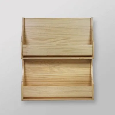 Open Box - 2 Tier Wood Kids' Book Shelf Natural - Pillowfort