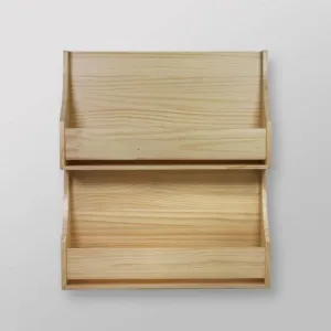 Open Box - 2 Tier Wood Kids' Book Shelf Natural - Pillowfort