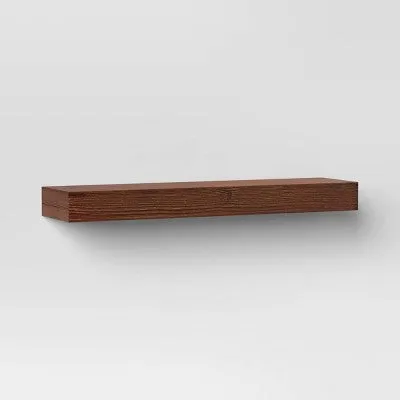 Open Box - 24" Floating Dark Wood Shelf Walnut Brown - Threshold