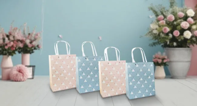 Pastel Triangle Pattern Gift Bags - Set Of 4, Sizes Available.