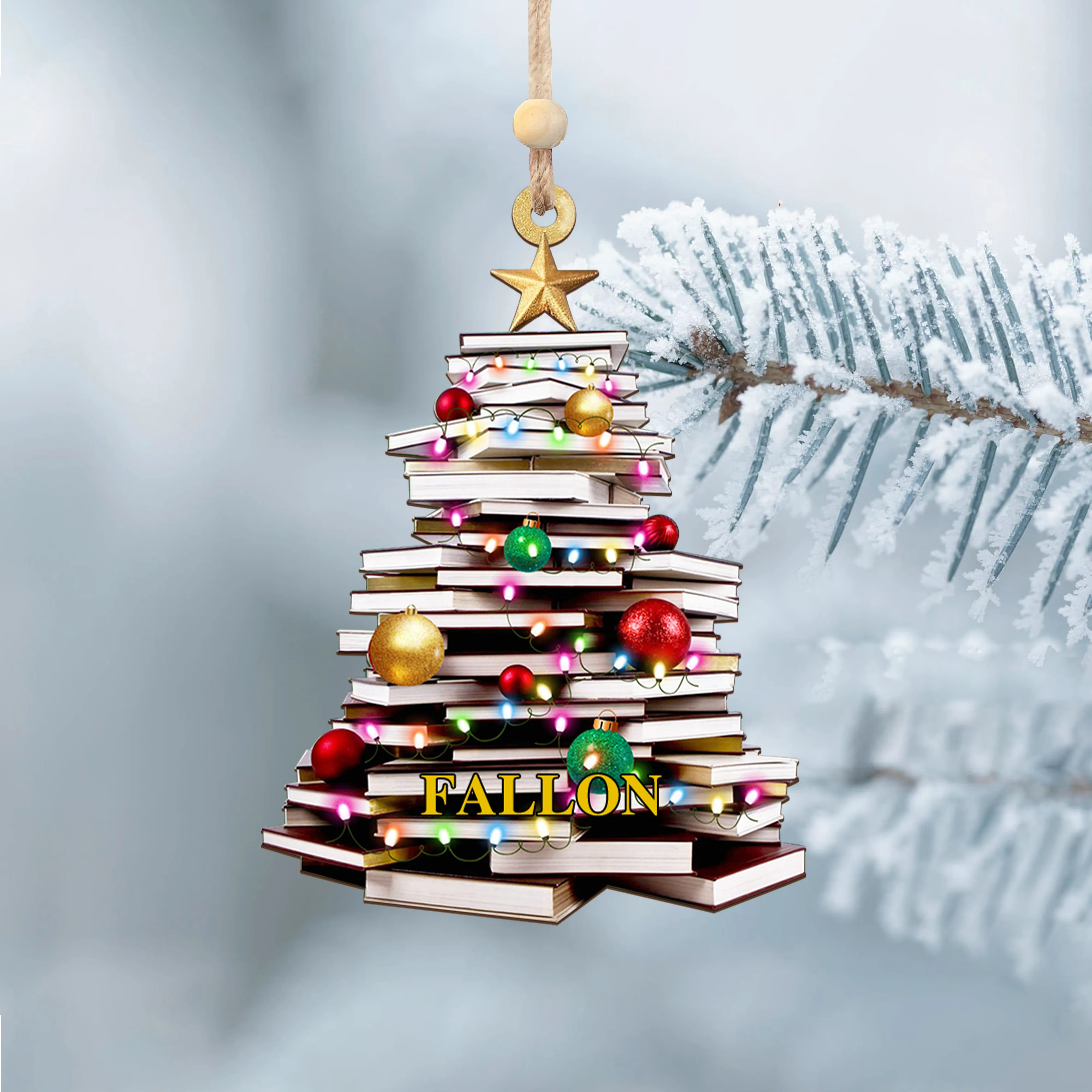 Personalized Christmas Book Tree Name Ornament, Book Lover Gift, Bookworm Gifts CF111