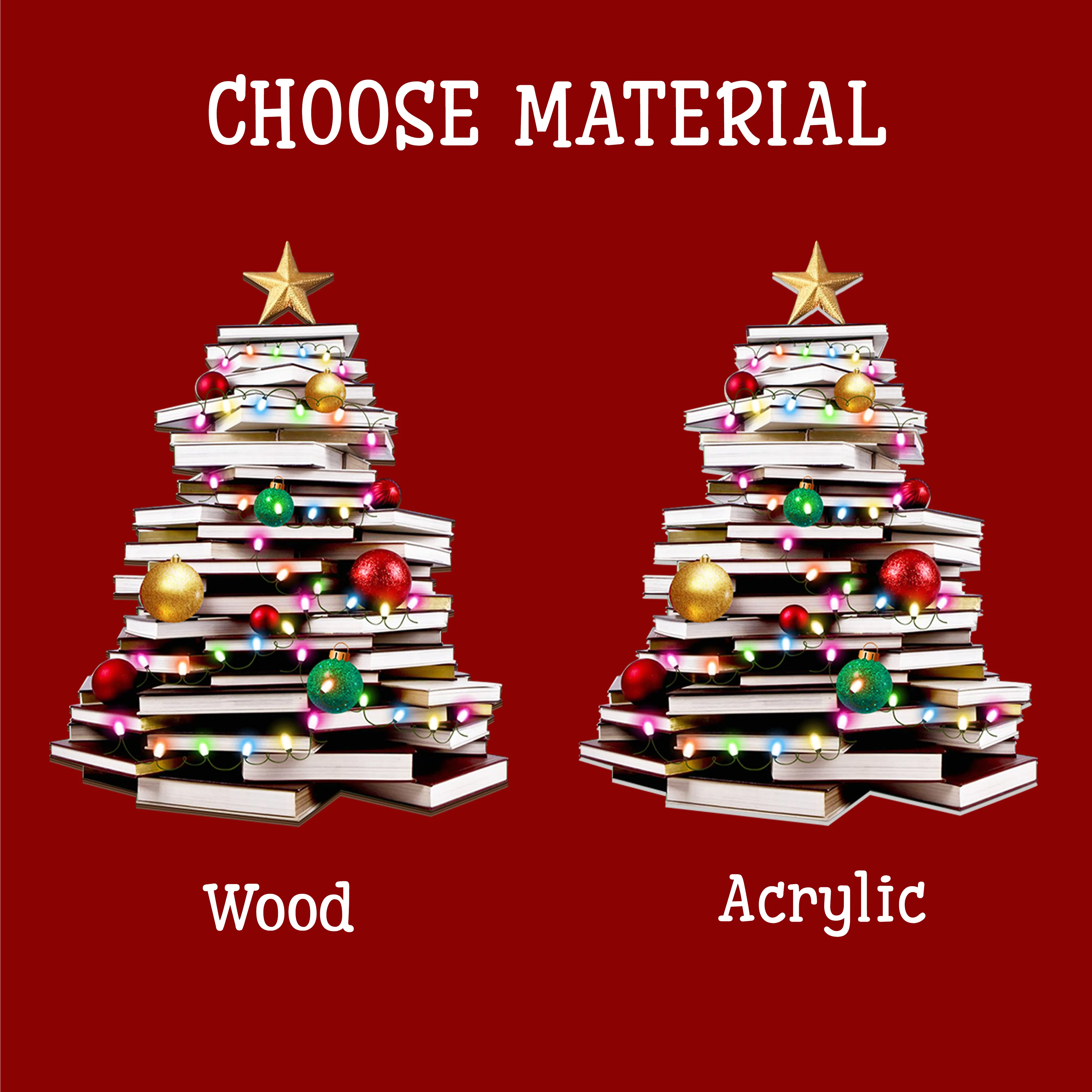 Personalized Christmas Book Tree Name Ornament, Book Lover Gift, Bookworm Gifts CF111