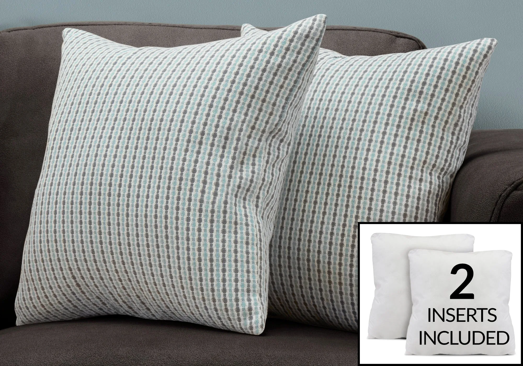 Pillow - 18"X 18" / Light Blue / Grey Abstract Dot / 2Pcs