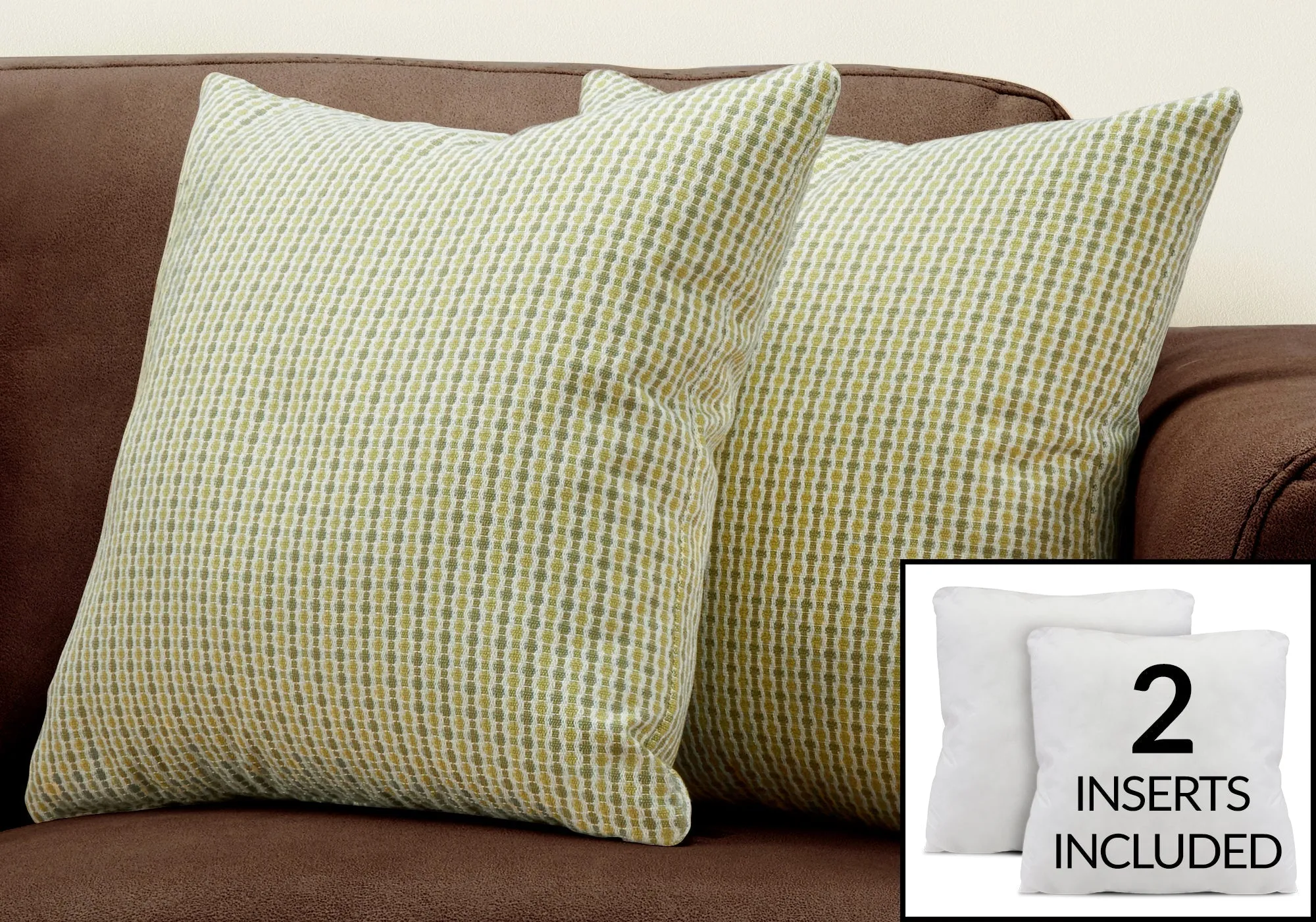 Pillow - 18"X 18" / Light / Dark Green Abstract Dot/ 2Pcs