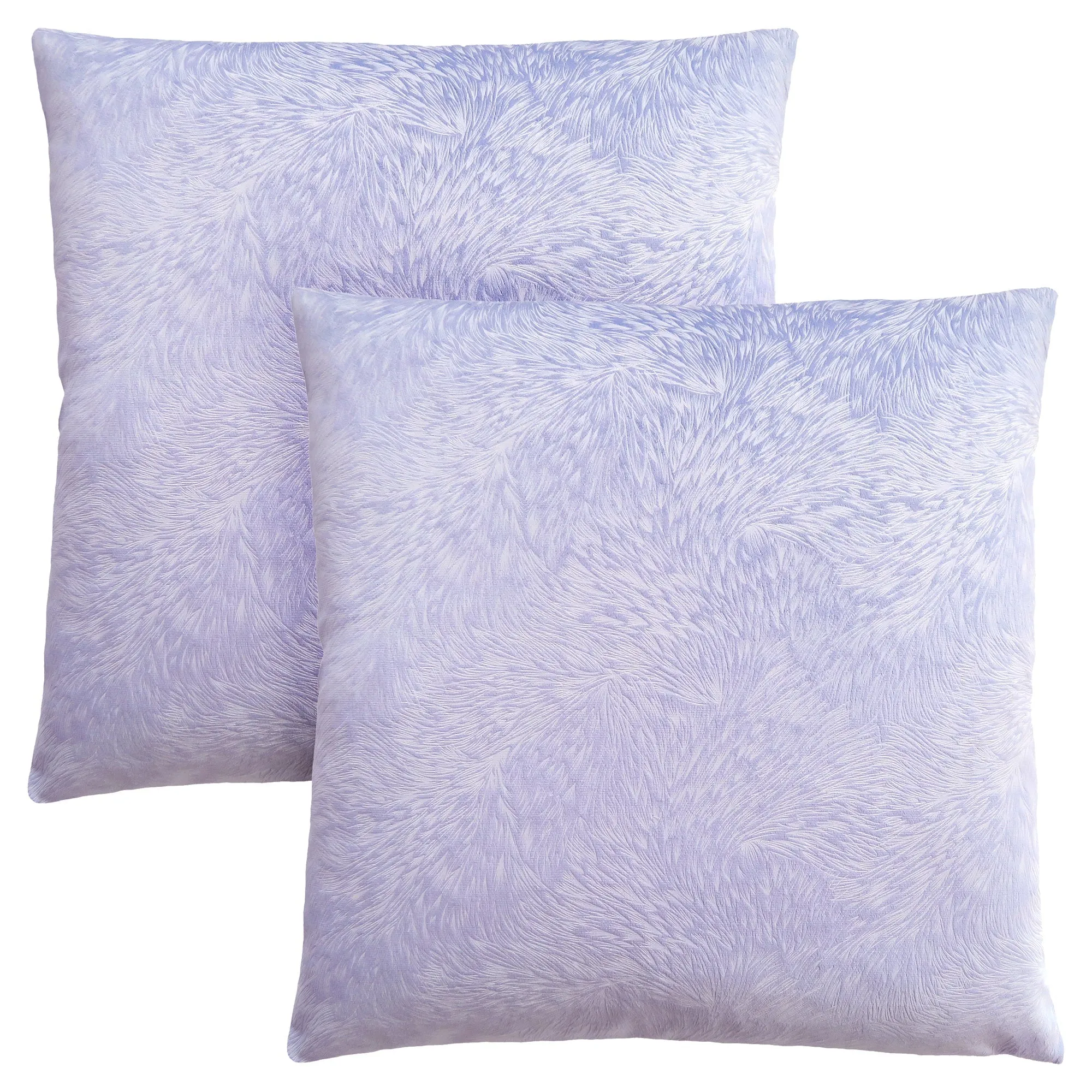 Pillow - 18"X 18" / Light Purple Feathered Velvet / 2Pcs