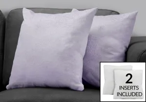 Pillow - 18"X 18" / Light Purple Feathered Velvet / 2Pcs