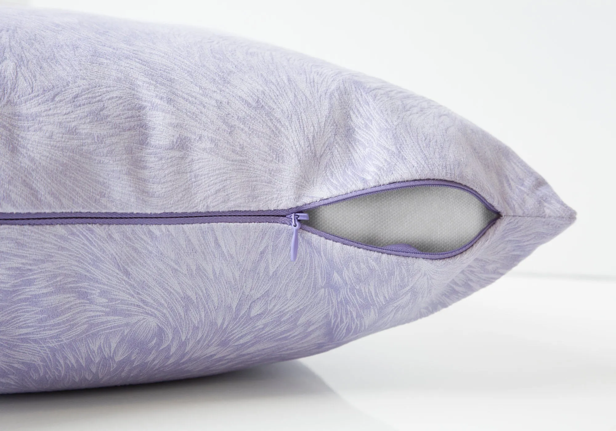 Pillow - 18"X 18" / Light Purple Feathered Velvet / 2Pcs