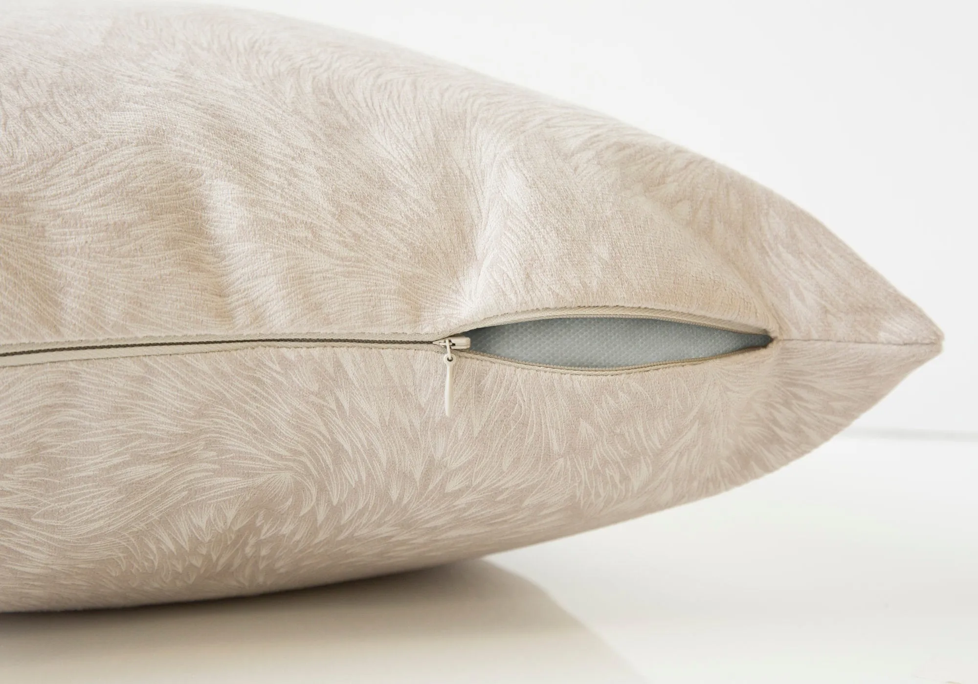 Pillow - 18"X 18" / Light Taupe Feathered Velvet / 2Pcs