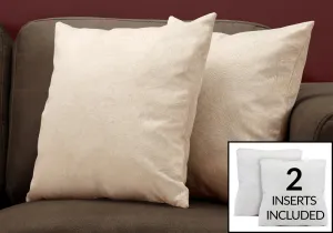 Pillow - 18"X 18" / Light Taupe Feathered Velvet / 2Pcs