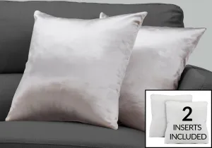 Pillow - 18"X 18" / Silver Satin / 2Pcs