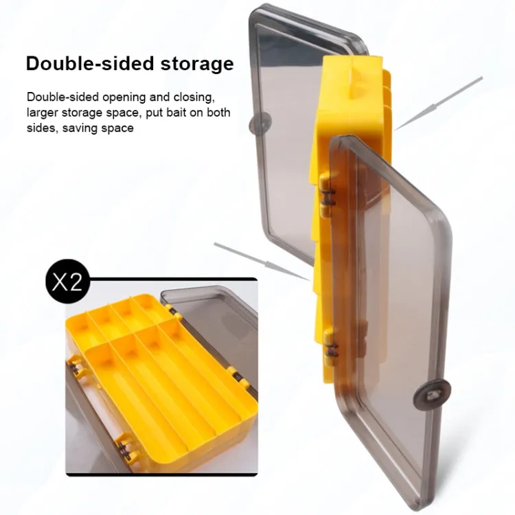 Portable Outdoor Lure Box Transparent Plastic Double-sided Storage Box, Size: 18 x 10 x 5cm(Yellow   White)