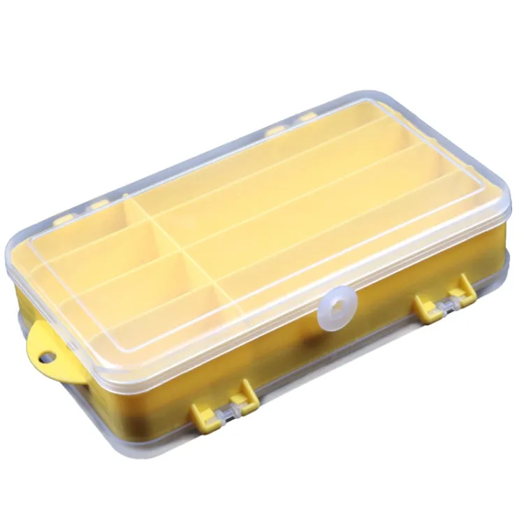 Portable Outdoor Lure Box Transparent Plastic Double-sided Storage Box, Size: 18 x 10 x 5cm(Yellow   White)