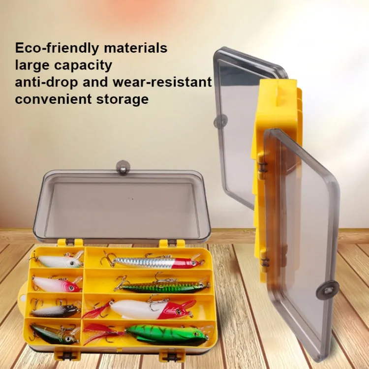 Portable Outdoor Lure Box Transparent Plastic Double-sided Storage Box, Size: 18 x 10 x 5cm(Yellow   White)