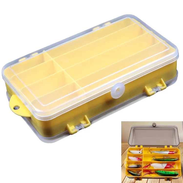 Portable Outdoor Lure Box Transparent Plastic Double-sided Storage Box, Size: 18 x 10 x 5cm(Yellow   White)