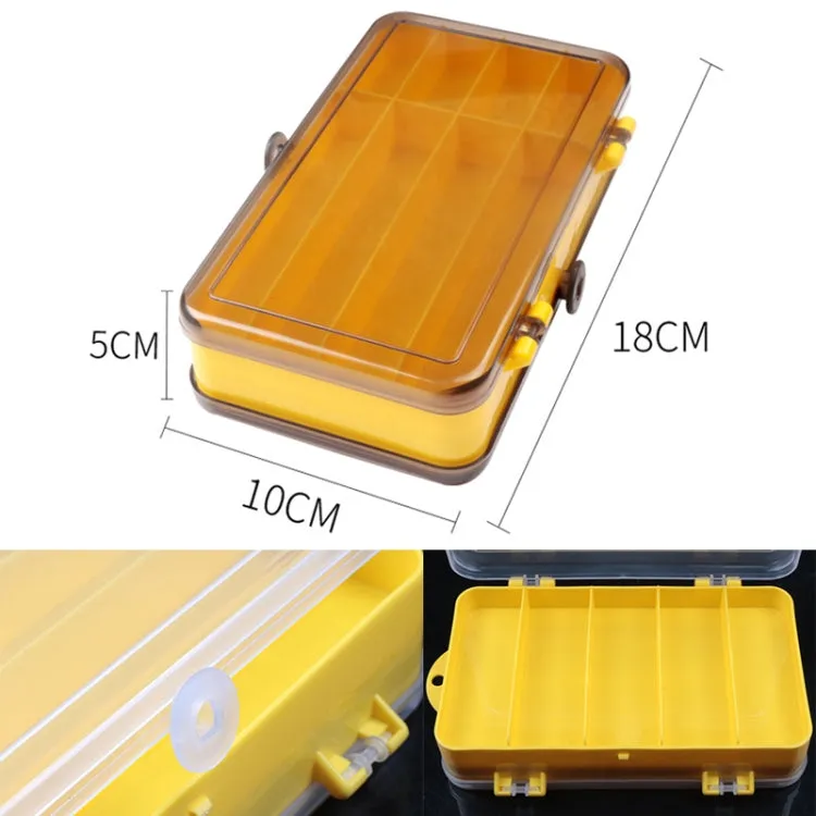 Portable Outdoor Lure Box Transparent Plastic Double-sided Storage Box, Size: 18 x 10 x 5cm(Yellow   White)